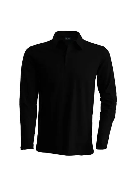  Muška polo majica dugih rukava, 220 g/m2 - Kariban Crna