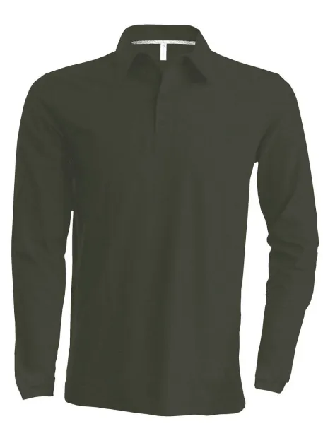  MEN'S LONG-SLEEVED POLO SHIRT - Kariban Tamno Kahki