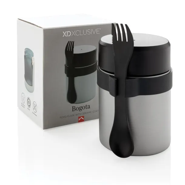  Bogota food flask with ceramic coating - XD Xclusive Silver Black