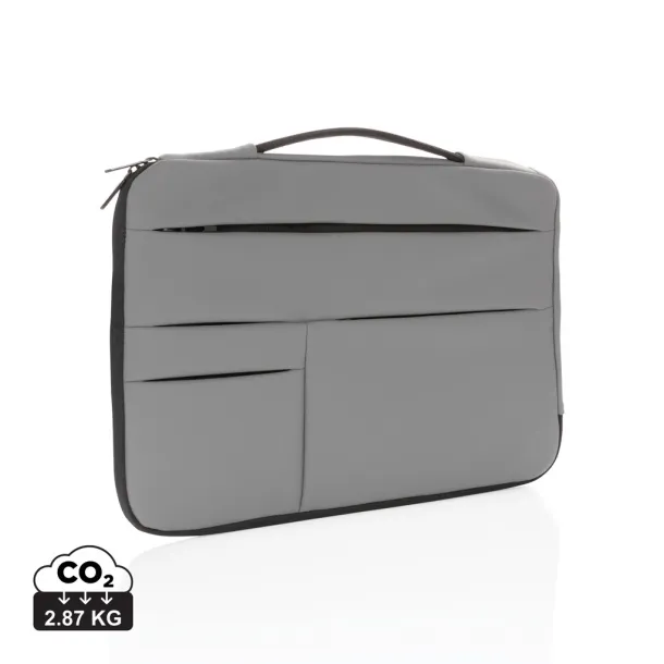  Smooth PU 15.6"laptop sleeve with handle - XD Collection Cool Grey 8 