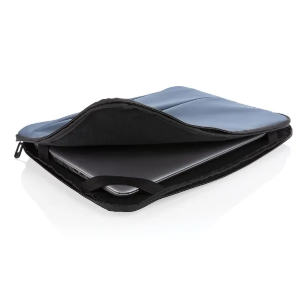  Smooth PU 15.6"laptop sleeve with handle - XD Collection Navy blue 