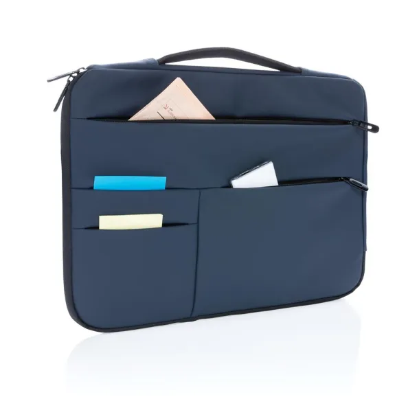  Smooth PU 15.6"laptop sleeve with handle - XD Collection Navy blue 