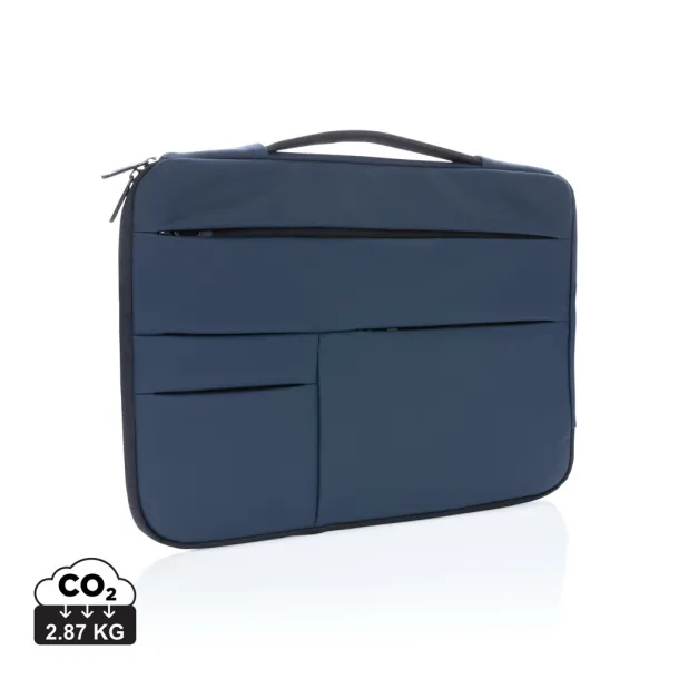  Smooth PU 15.6"laptop sleeve with handle - XD Collection Navy blue 