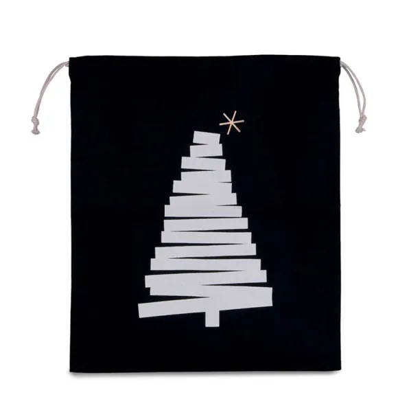  COTTON BAG WITH CHRISTMAS TREE DESIGN AND DRAWCORD CLOSURE - Kimood Black