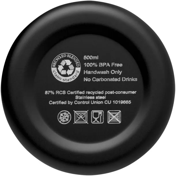 Spring boca od RCS recikliranog nehrđajućeg čelika s bakrenom vakuumskom izolacijom, 500 ml Solid black