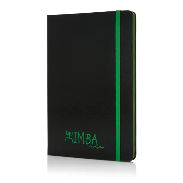  Deluxe hardcover A5 notebook with coloured side - XD Collection Green Black