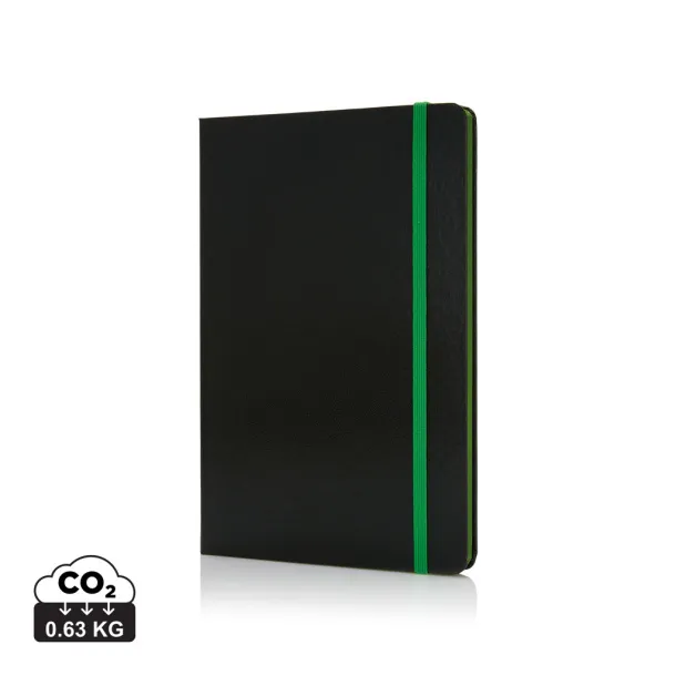  Deluxe hardcover A5 notebook with coloured side - XD Collection Green Black