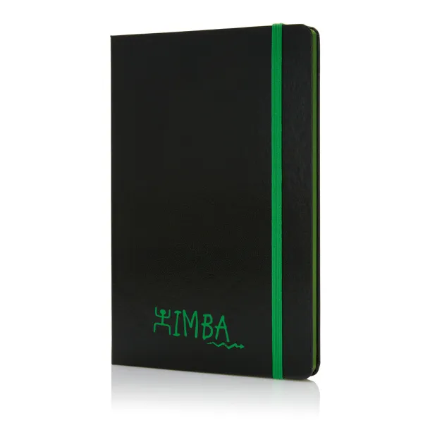  Deluxe hardcover A5 notebook with coloured side - XD Collection Green Black