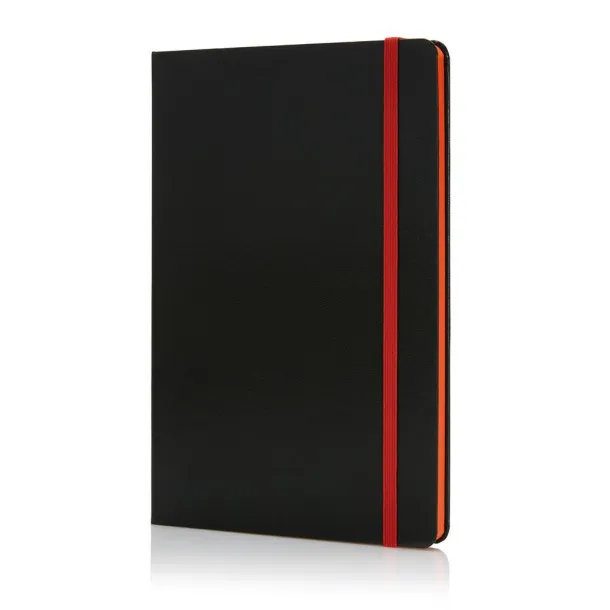  Deluxe hardcover A5 notebook with coloured side - XD Collection Orange Black