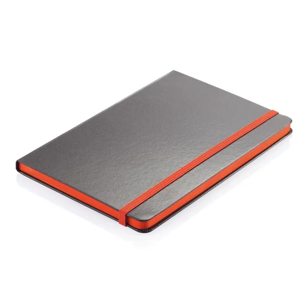  Deluxe hardcover A5 notebook with coloured side - XD Collection Orange Black