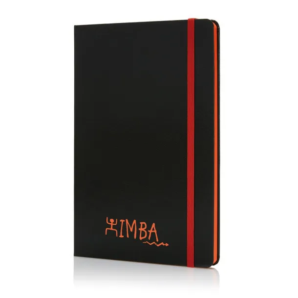  Deluxe hardcover A5 notebook with coloured side - XD Collection Orange Black