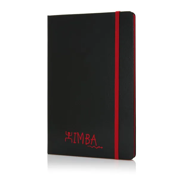  Deluxe hardcover A5 notebook with coloured side - XD Collection Red Black