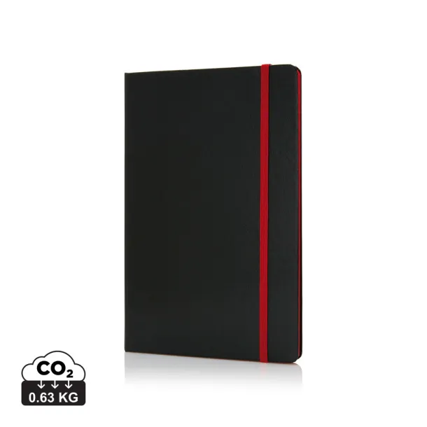  Deluxe hardcover A5 notebook with coloured side - XD Collection Red Black