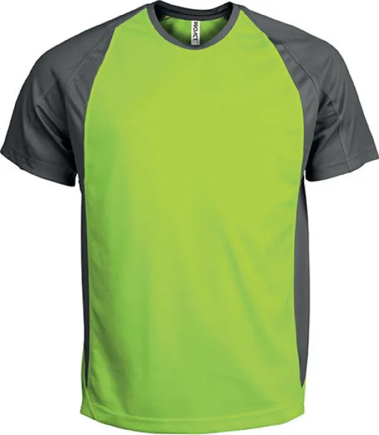  UNISEX TWO-TONE SHORT-SLEEVED T-SHIRT - Proact Lime Tamno siva