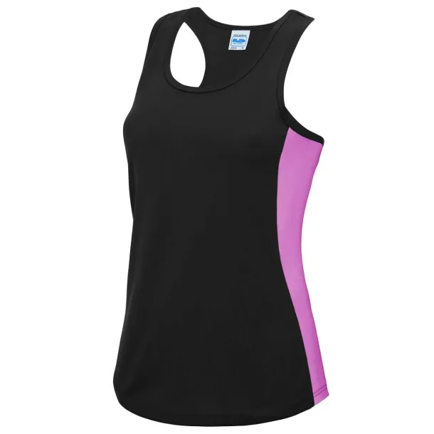  WOMEN'S COOL CONTRAST VEST - Just Cool Jet Black Electric Pink