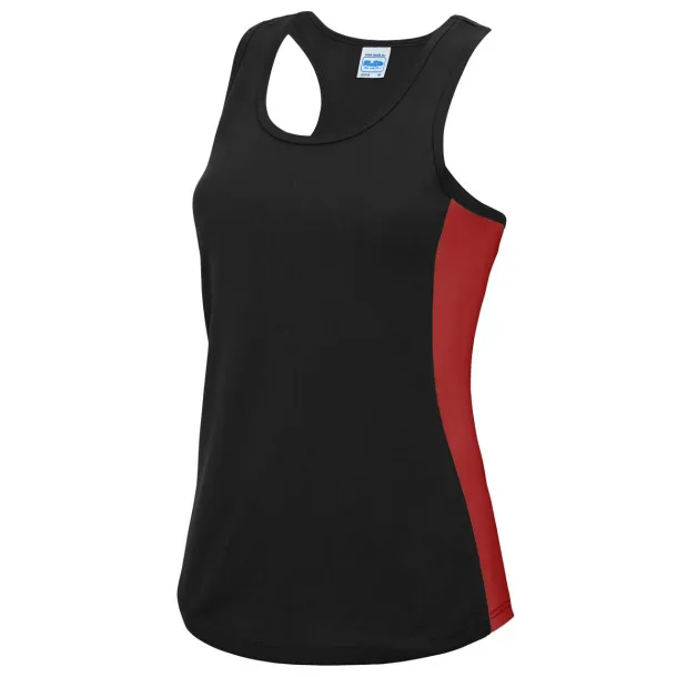  WOMEN'S COOL CONTRAST VEST - Just Cool Jet Black Red