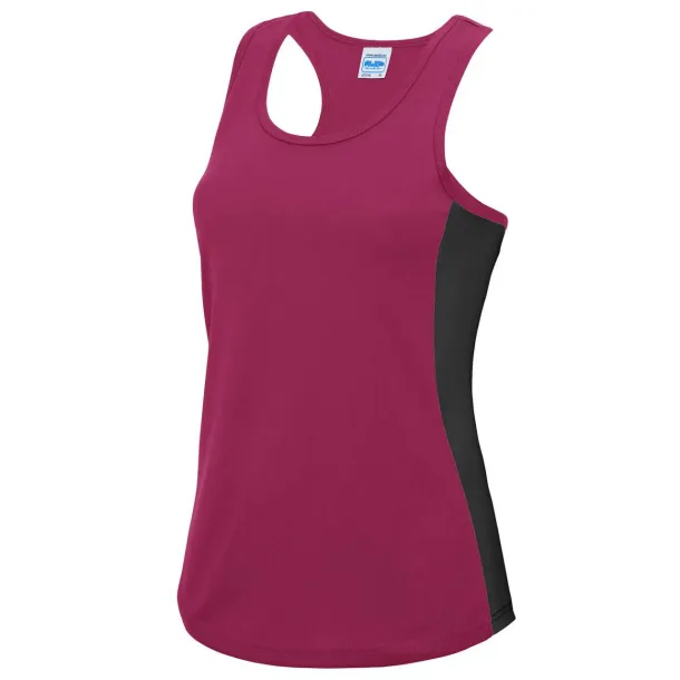  WOMEN'S COOL CONTRAST VEST - Just Cool Hot Pink Jet Black