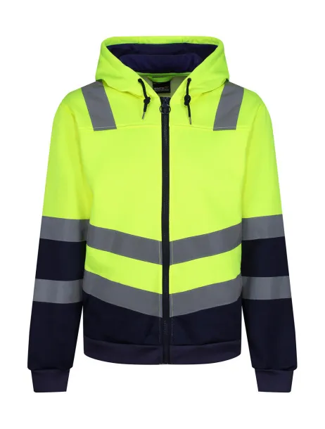 Hi-Vis hoodie s patentnim zatvaračem - Regatta High Visibility Yellow Mornarsko plava