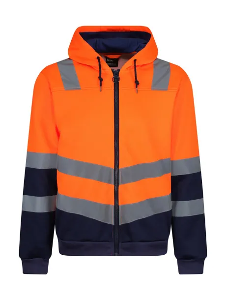  Hi-Vis hoodie s patentnim zatvaračem - Regatta High Visibility Narančasta Mornarsko plava