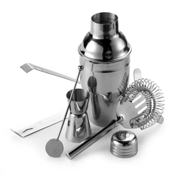  Cocktail set, shaker, ice tong, spoon Srebrna