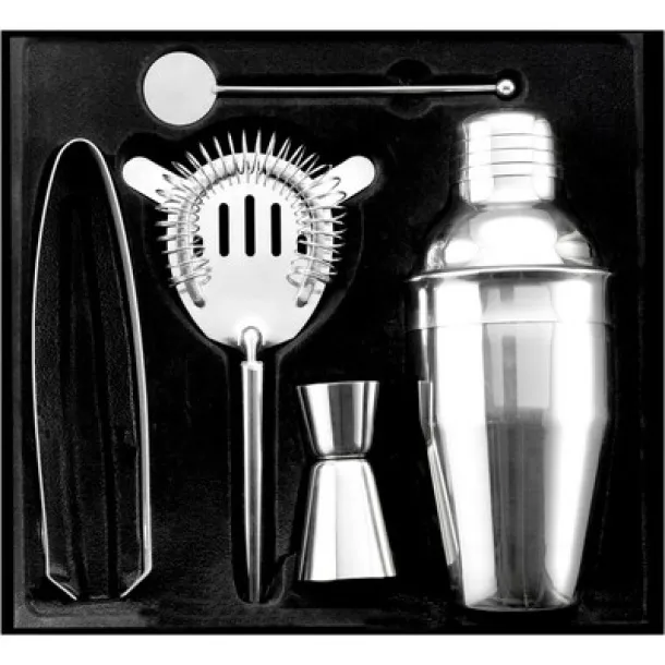  Cocktail set, shaker, ice tong, spoon Srebrna