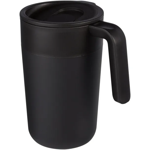 Nordia 400 ml double-wall recycled mug Solid black