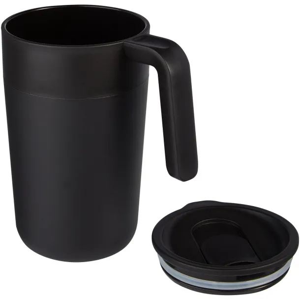 Nordia 400 ml double-wall recycled mug Solid black