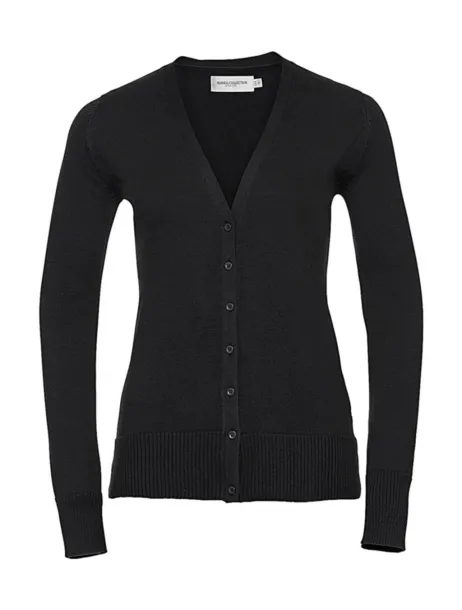  Ženski pleteni kardigan s V izrezom, 275 g/m² - Russell Collection Crna