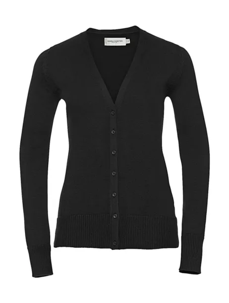  Ladies' V-Neck Knitted Cardigan - Russell Collection Charcoal Marl