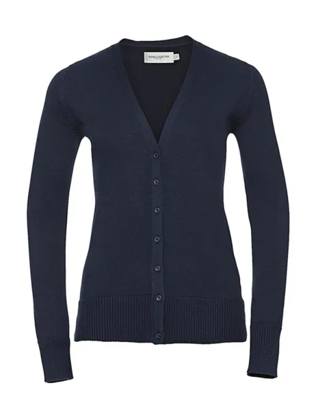  Ladies' V-Neck Knitted Cardigan - Russell Collection French Navy