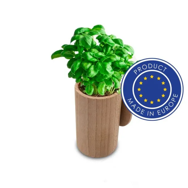  Wooden pot, basil seeds and soil neutral