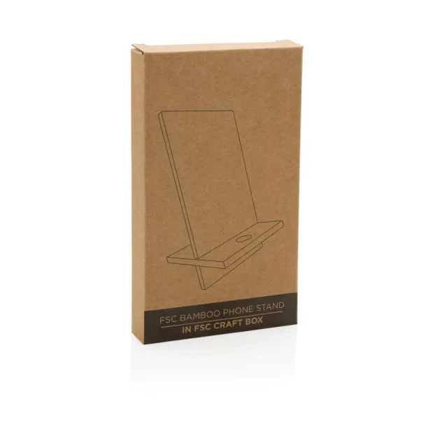  FSC® bamboo phone stand in FSC® kraft box - XD Collection Brown 