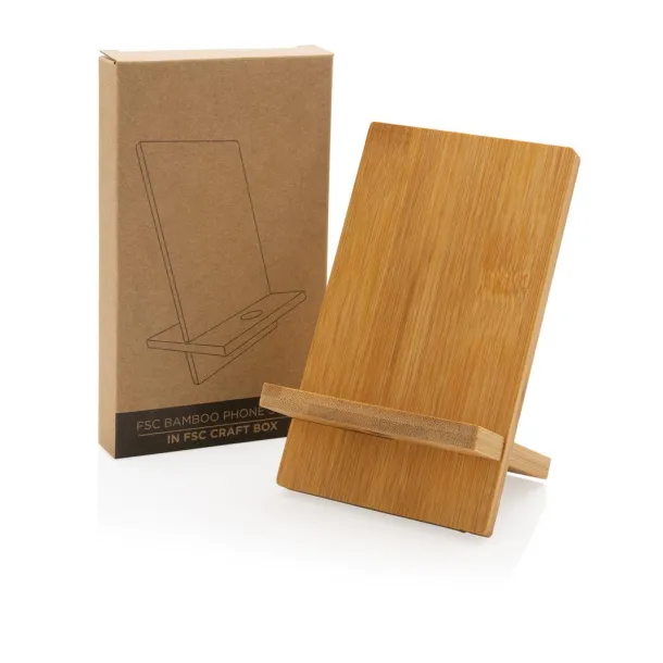  FSC® bamboo phone stand in FSC® kraft box - XD Collection Brown 