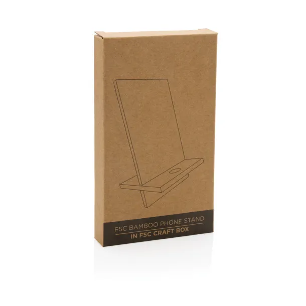  FSC® bamboo phone stand in FSC® kraft box - XD Collection Brown 