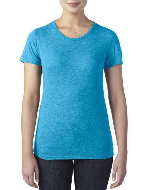  WOMEN'S TRI-BLEND TEE - Anvil Heather Caribbean Blue