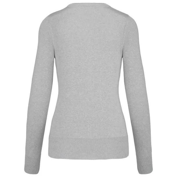  Ženski V džemper, 290 g/m2 - Kariban Grey Melange