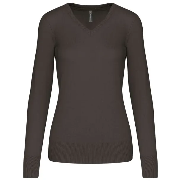  LADIES' V-NECK JUMPER - Kariban Tamno siva