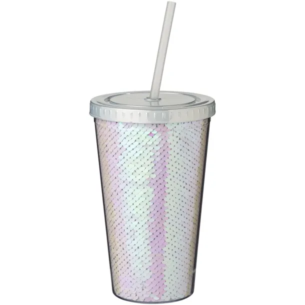 Festus 470 ml sequin acrylic tumbler - Bullet Pearl