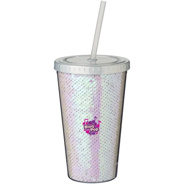 Festus 470 ml sequin acrylic tumbler - Bullet Pearl
