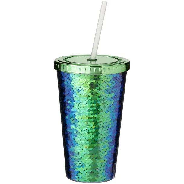 Festus 470 ml sequin acrylic tumbler - Bullet Green