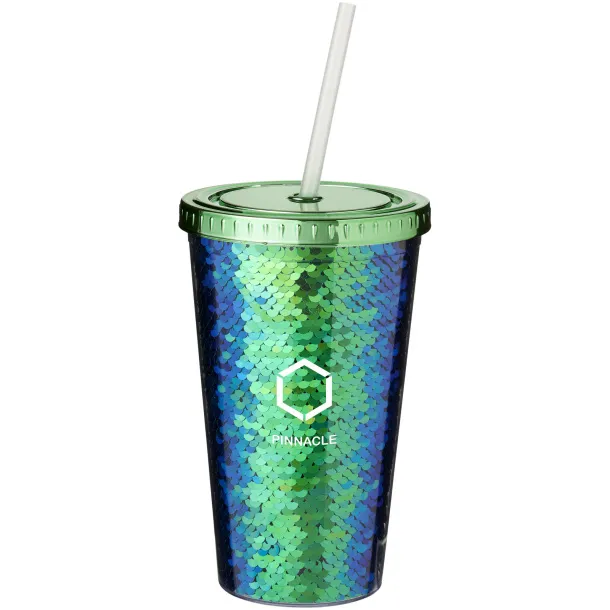 Festus 470 ml sequin acrylic tumbler - Bullet Green