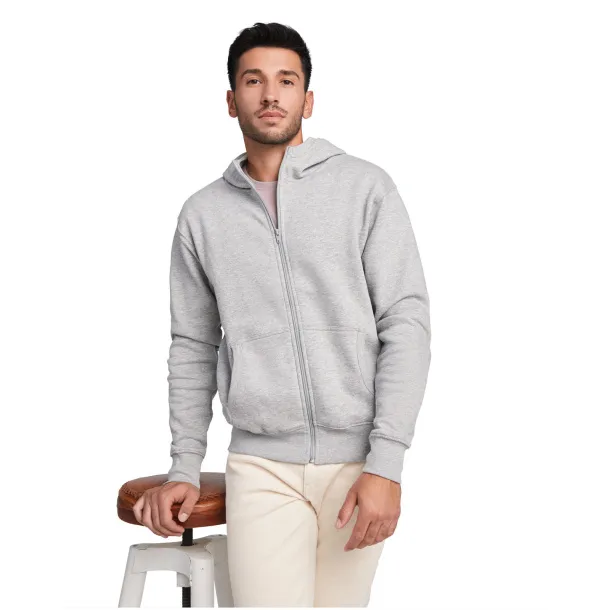 Montblanc unisex hoodie s punim patentnim zatvaračem, 280 g/m² - Roly Heather grey