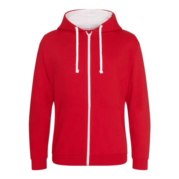  Sveučilišna hoodica s patentom, 280 g/m2 - Just Hoods Crvena Bijela