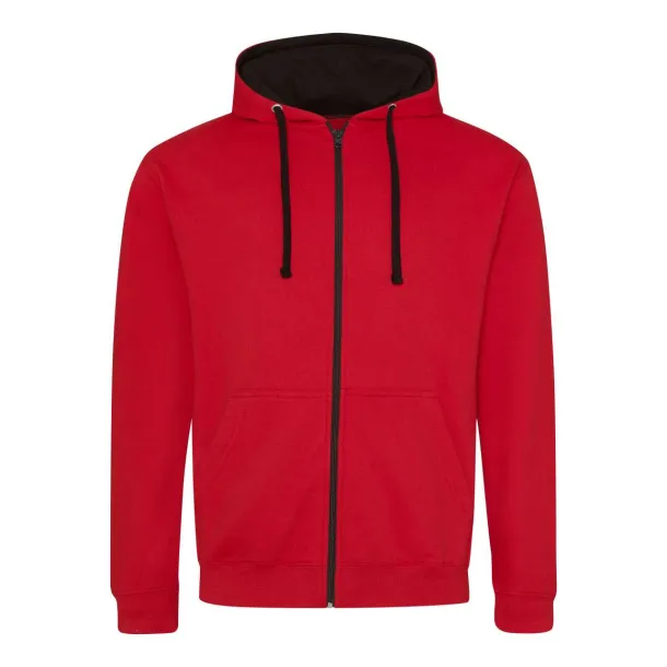  Sveučilišna hoodica s patentom, 280 g/m2 - Just Hoods Crvena Bijela