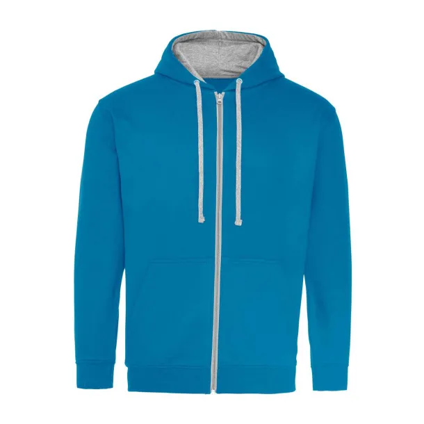  Sveučilišna hoodica s patentom - Just Hoods Sapphire Blue Heather Grey