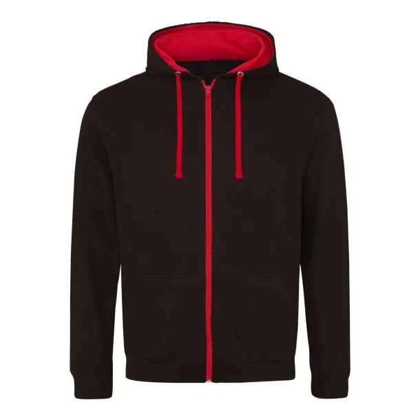  Sveučilišna hoodica s patentom, 280 g/m2 - Just Hoods Crna Crvena