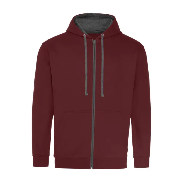  Sveučilišna hoodica s patentom, 280 g/m2 - Just Hoods burgundac Ugljen
