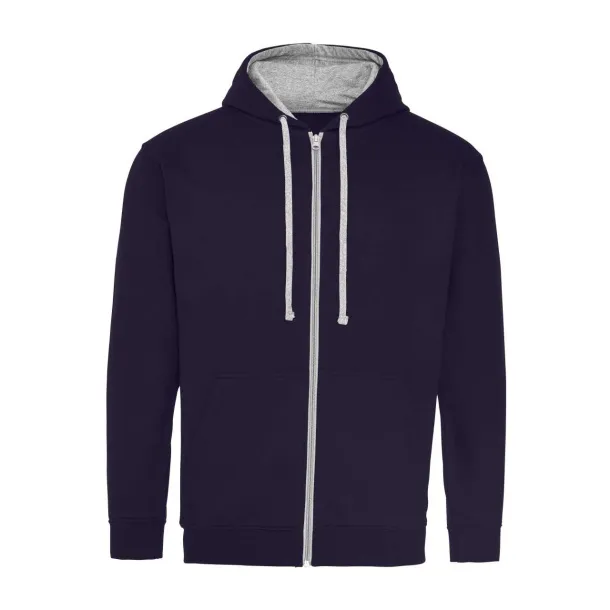  Sveučilišna hoodica s patentom - Just Hoods New French Navy Heather Grey