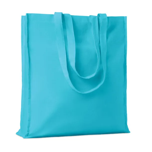 PORTOBELLO Cotton shopping bag w/ gusset Turquoise