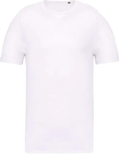  MEN'S SHORT-SLEEVED ORGANIC T-SHIRT WITH RAW EDGE NECKLINE - 110 g/m² - Kariban White